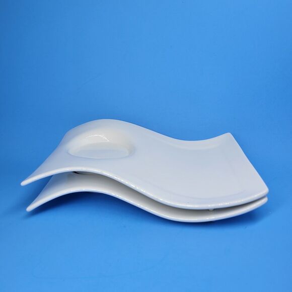 Villeroy And Boch New Wave Caffe Large Au Laite 6" W x 9"L White Snack Plates EC - Picture 6 of 8